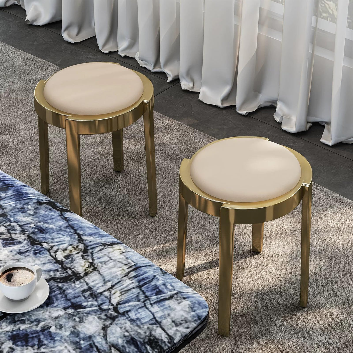 Round Stackable Stainless Steel Stools A50909
