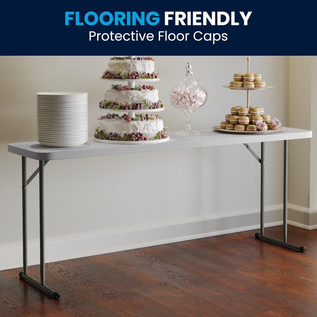 6-Foot Granite White Plastic Folding Training Table J22341