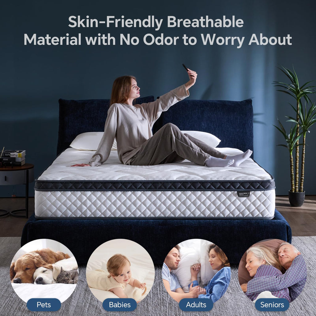 10 Inch Twin Hybrid Mattress in a Box with Pocket Spring & Memory Foam N76249