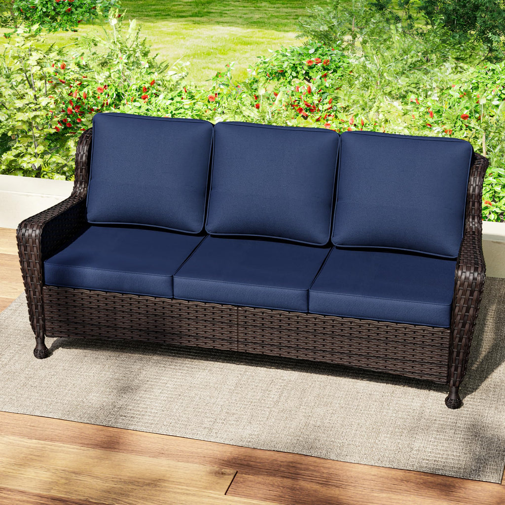 3-Seater Wicker Sofa with Removable Cushions I746604