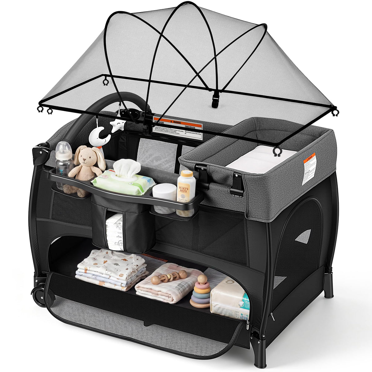 4-in-1 Pack and Play with Bassinet, Diaper Changer, Playpen P82965