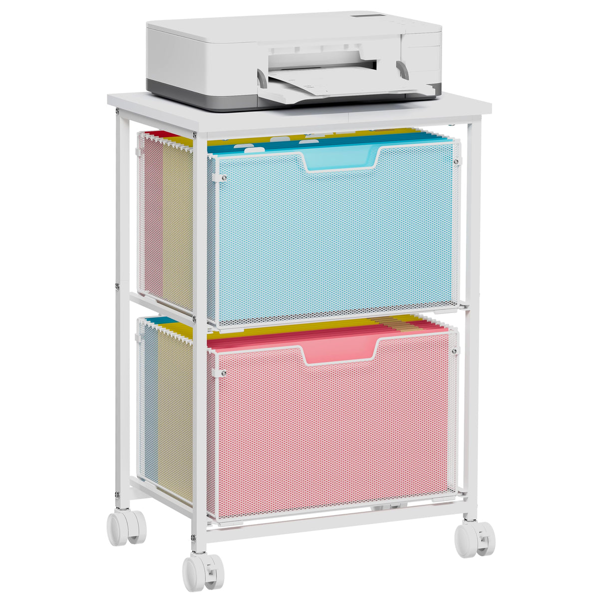 White 2 Drawer Rolling File Cabinet B45805